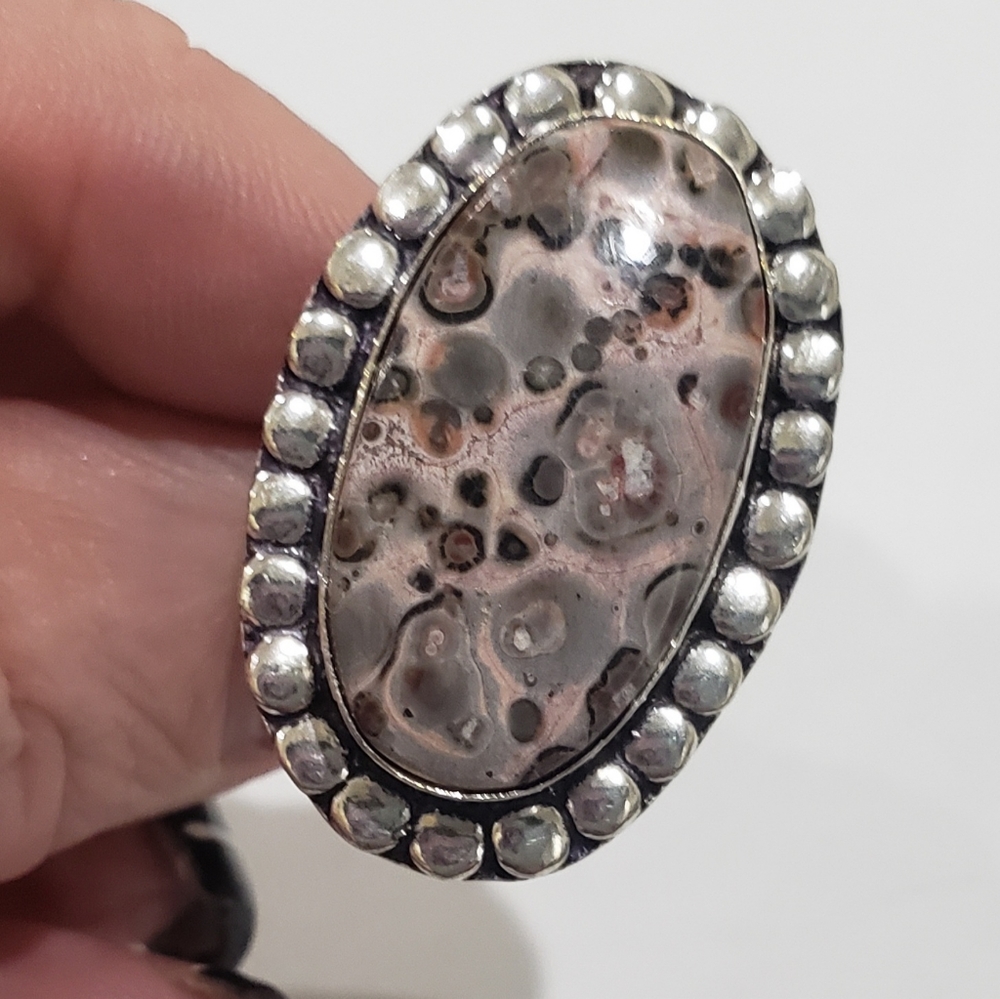 Handmade Pink Rhondinite 925 Vintage Ring